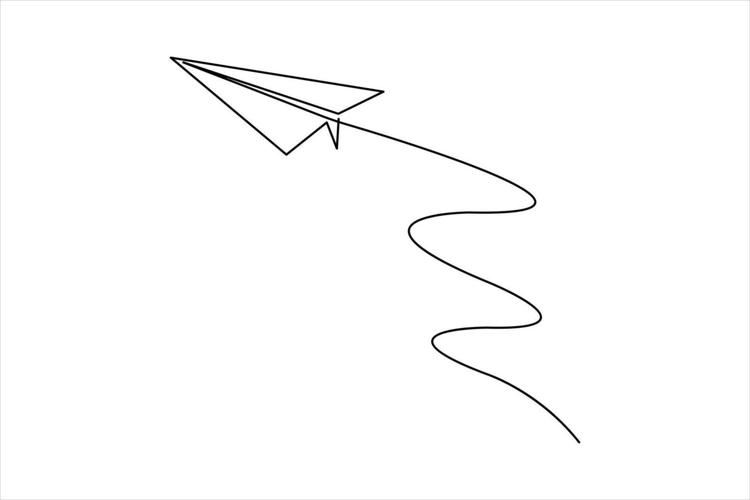 Continuous single line art drawing of paper airplane flying outline concept vector
