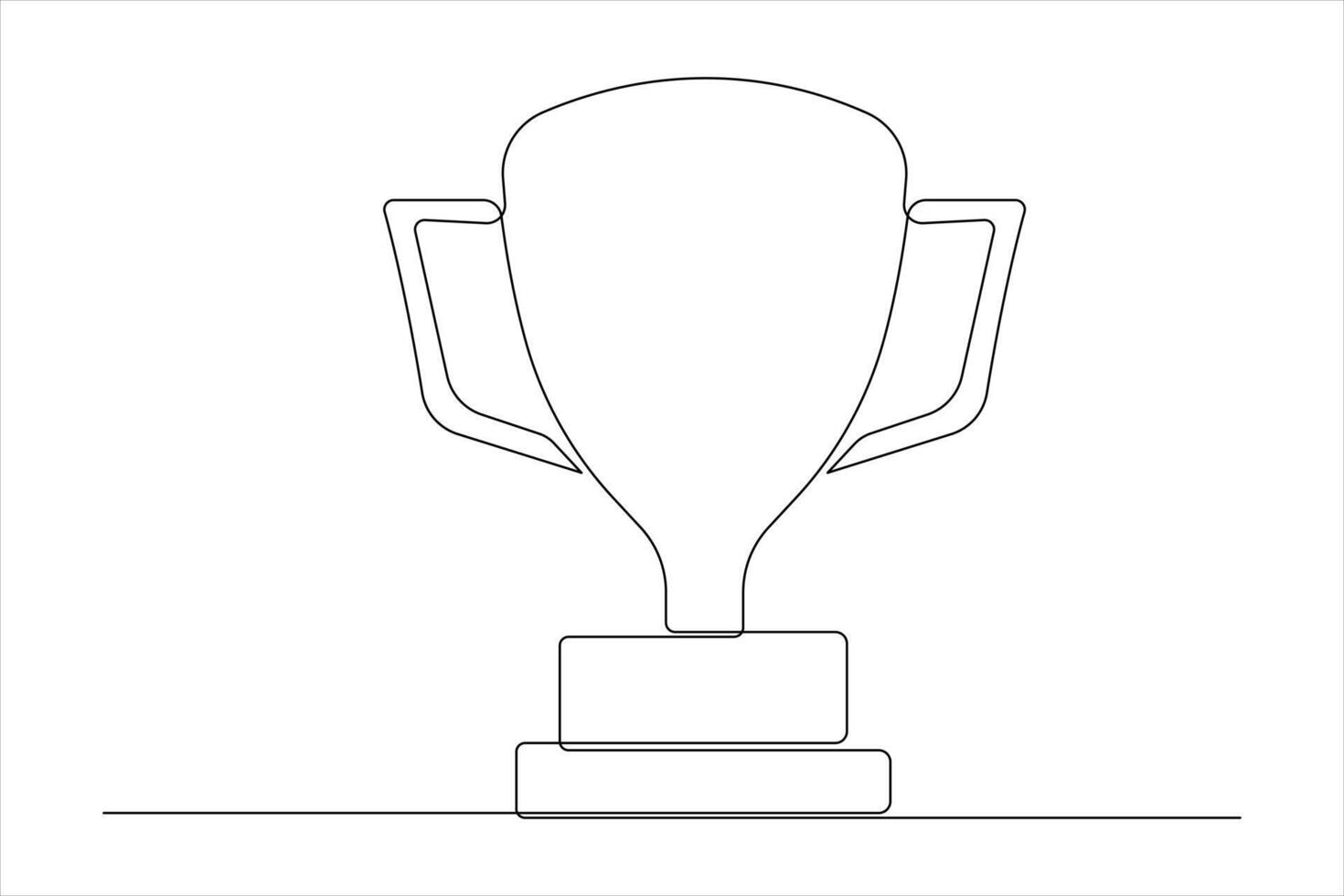 Continuous one line art drawing of champion winner trophy outline illustration design vector