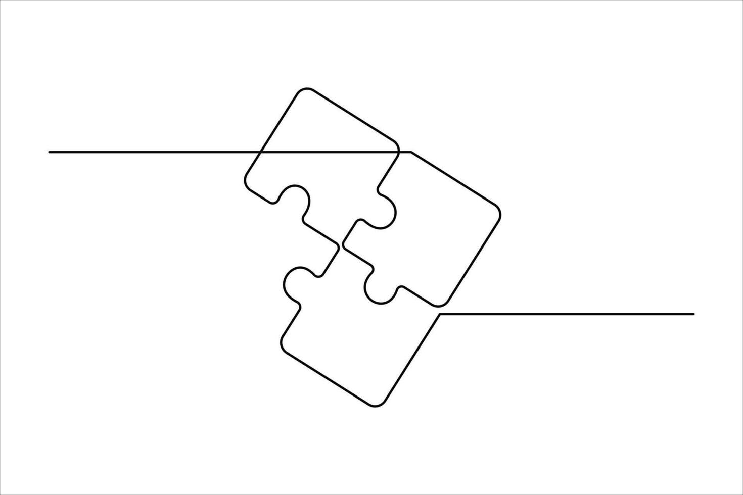 puzzle outline of continuous single line art vector