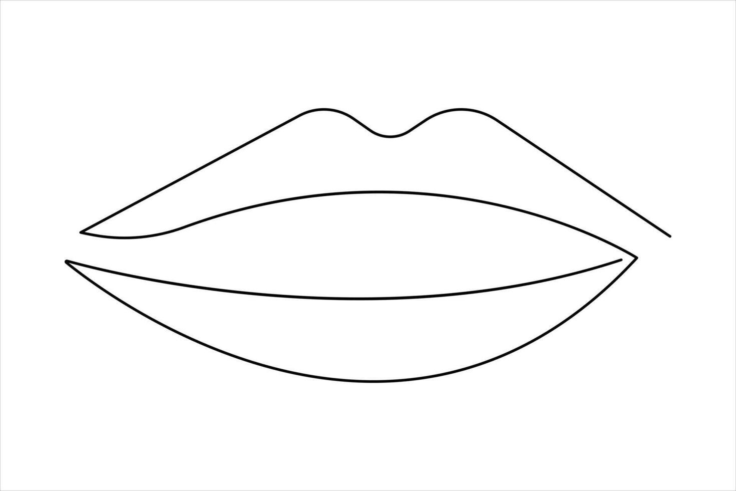 lips continuous single line art drawing of illustration design vector