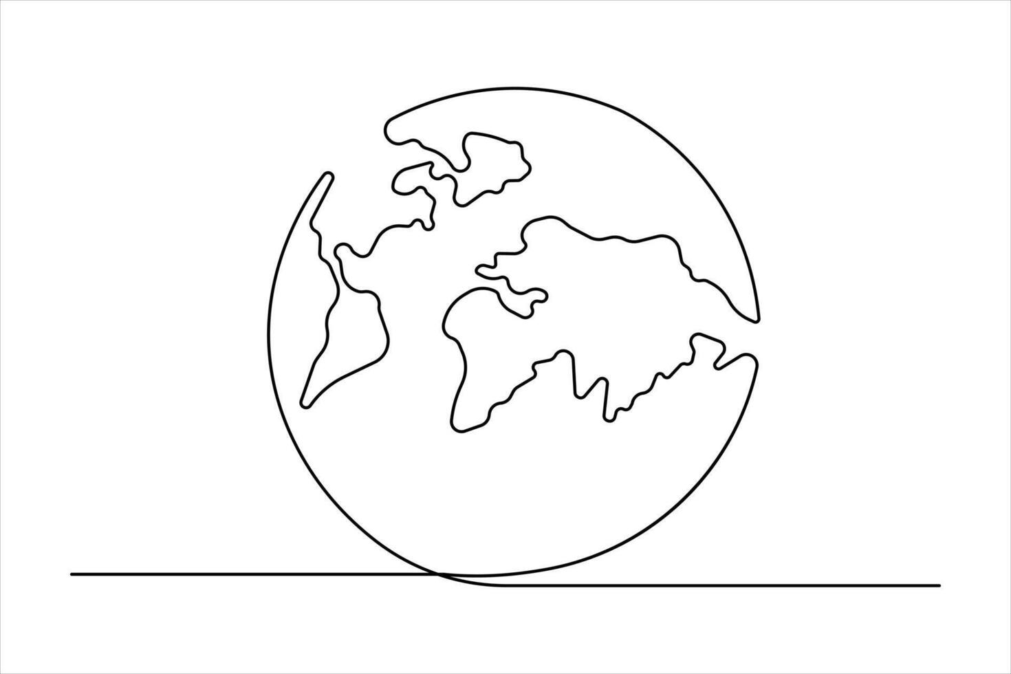 Continuous one line art drawing world map of the Earth illustration vector