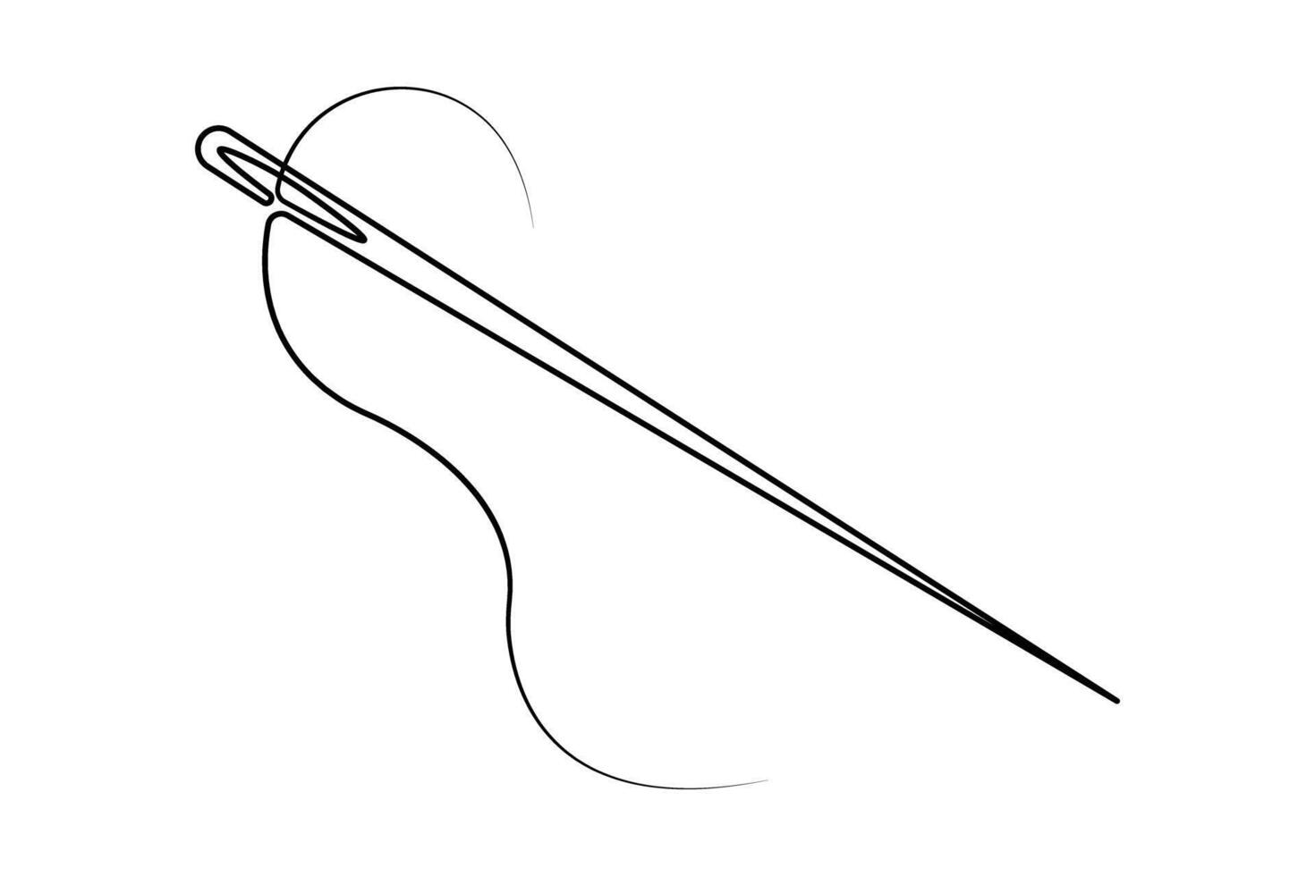 Sewing needle continuous single line art outline illustration vector