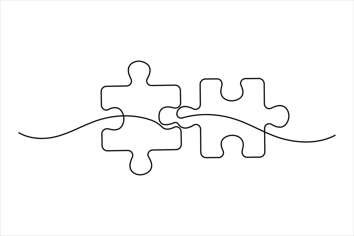 puzzle design of continuous single line art concept vector