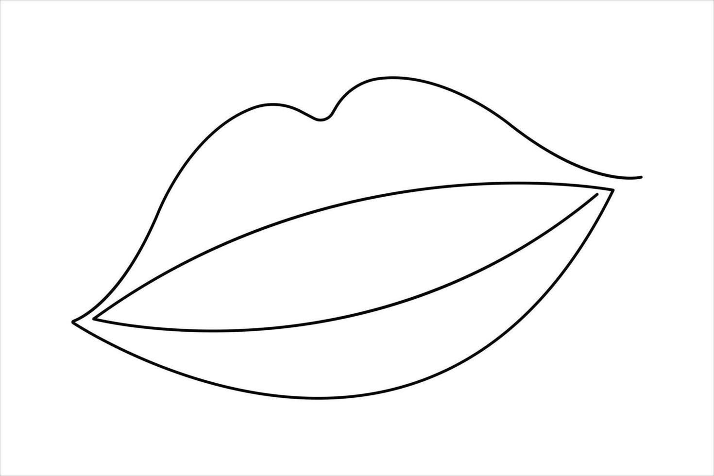 lips continuous one line art drawing of outline illustration design vector