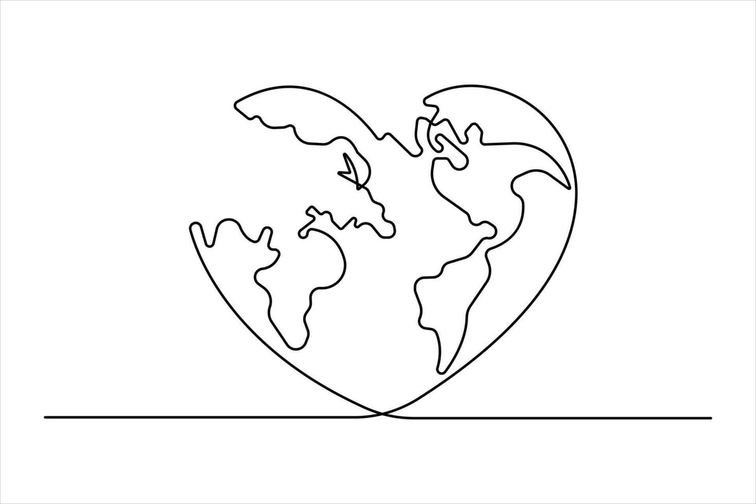 Continuous one line art drawing world map of the Earth. Hand-drawn illustration vector