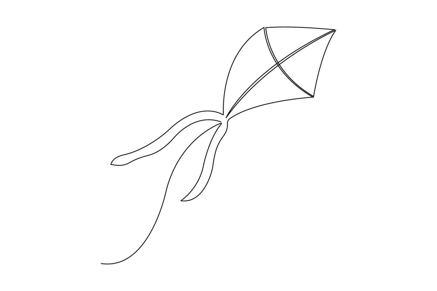 Kite continuous single line art drawing of outline concept vector