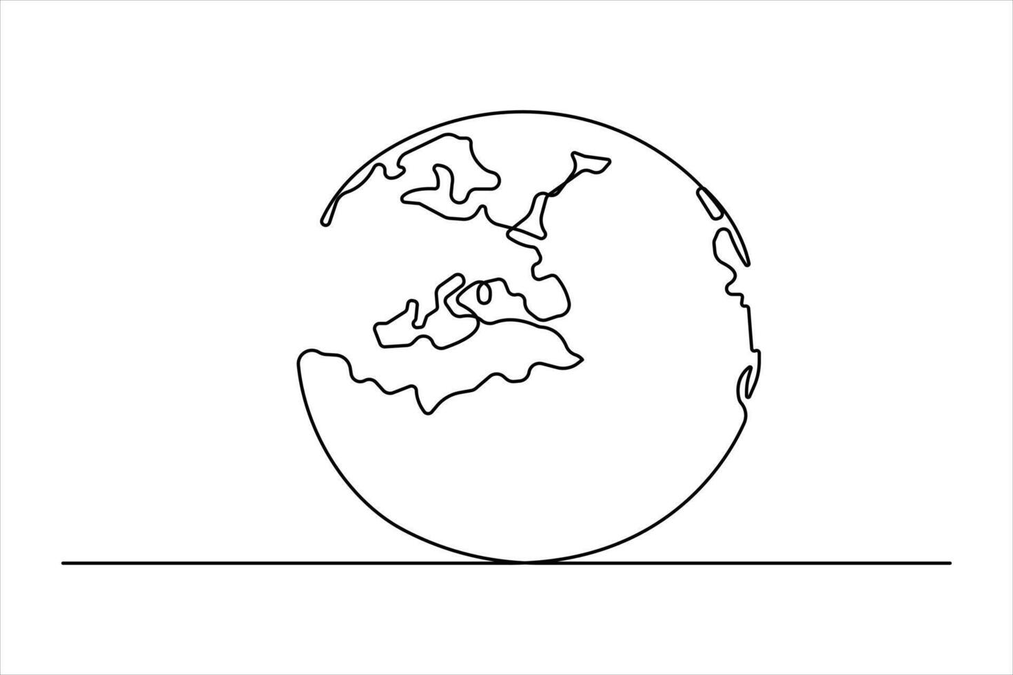 Continuous single line art drawing world map of the Earth illustration vector
