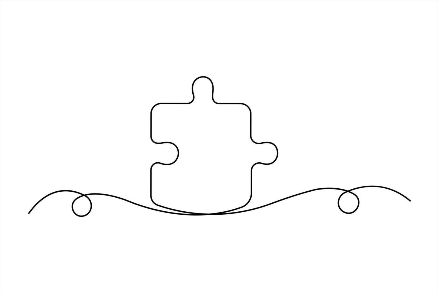 puzzle outline of continuous one line art concept vector
