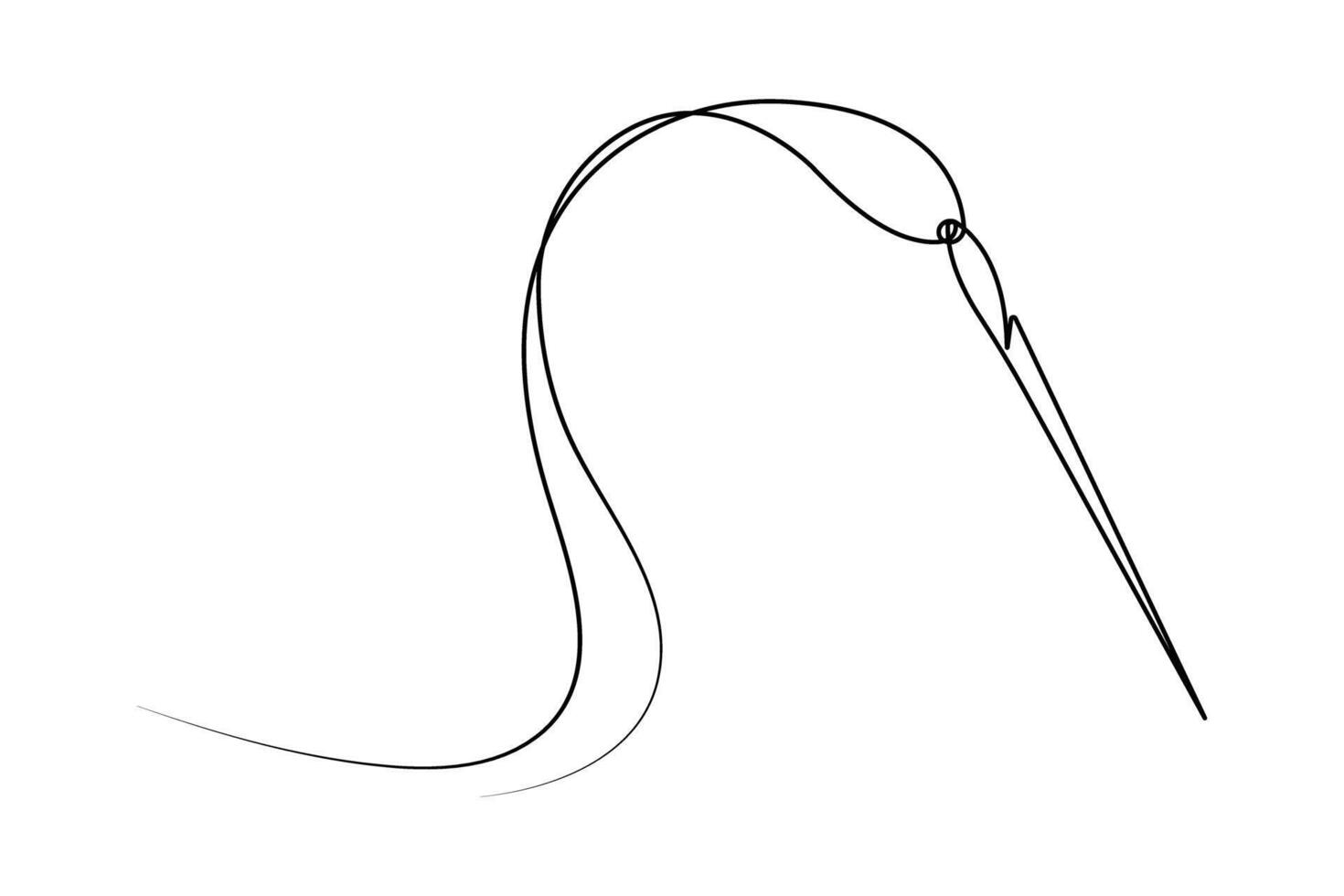 Sewing needle continuous single line art drawing of outline illustration vector