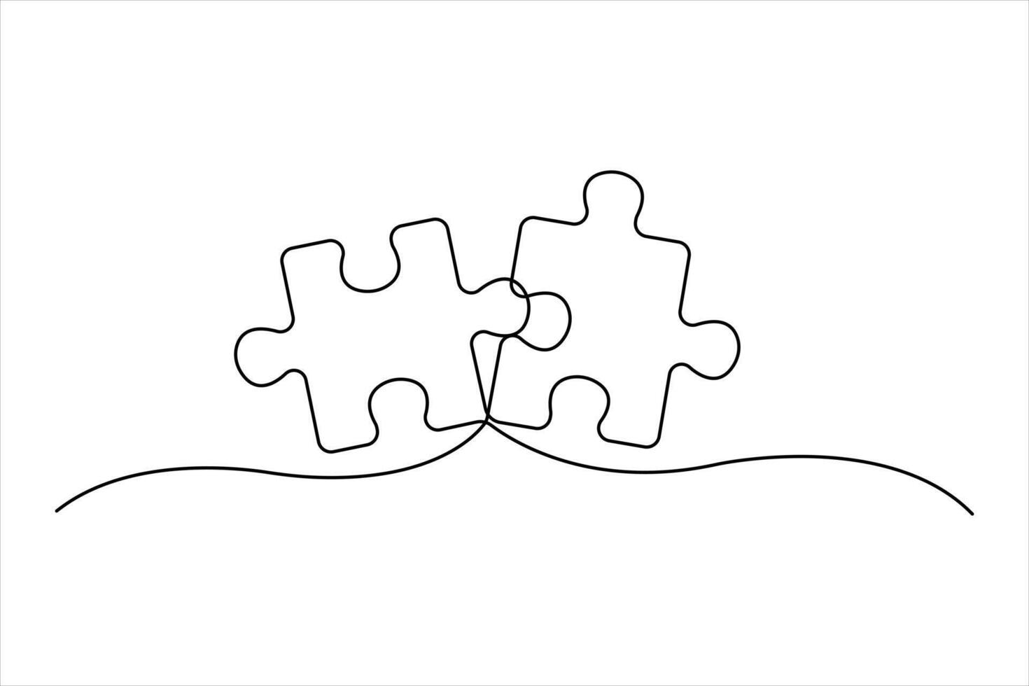 puzzle design of continuous single line art concept outline vector