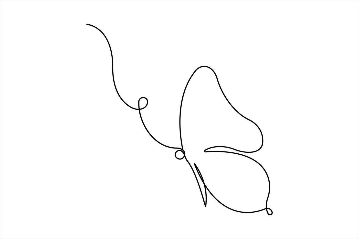 Continuous single line art drawing of butterfly design outline vector