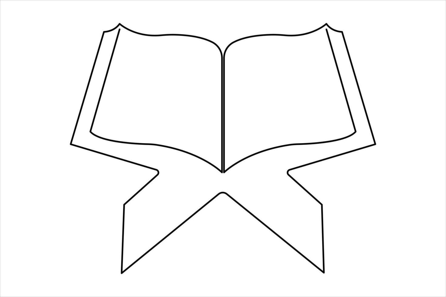 Continuous one line art Quran drawing of open Quran Ramadan concept outline design vector