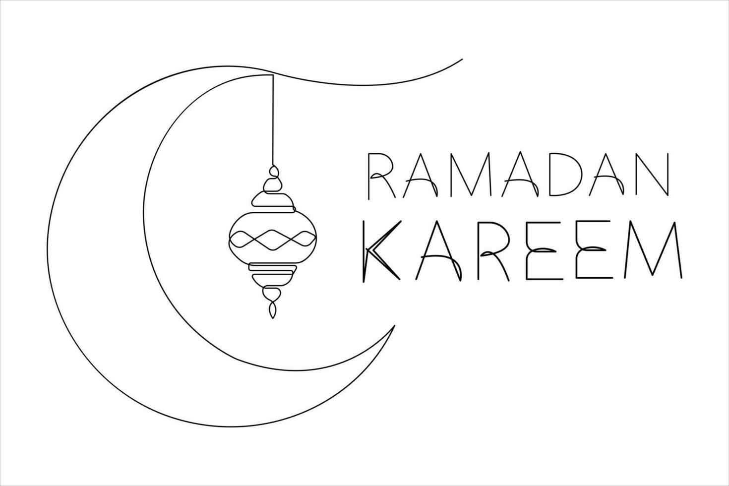 Islamic decoration Ramadan Kareem continuous one line art drawing and Eid Mubarak illustration vector