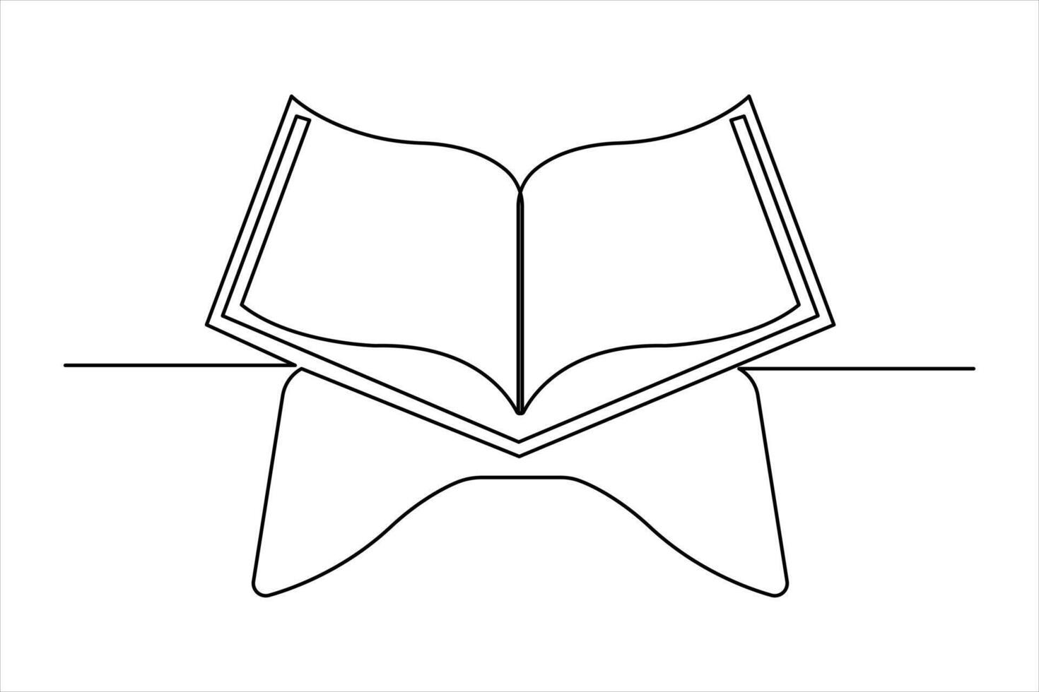 Continuous single line art drawing of open Quran Ramadan concept outline design vector