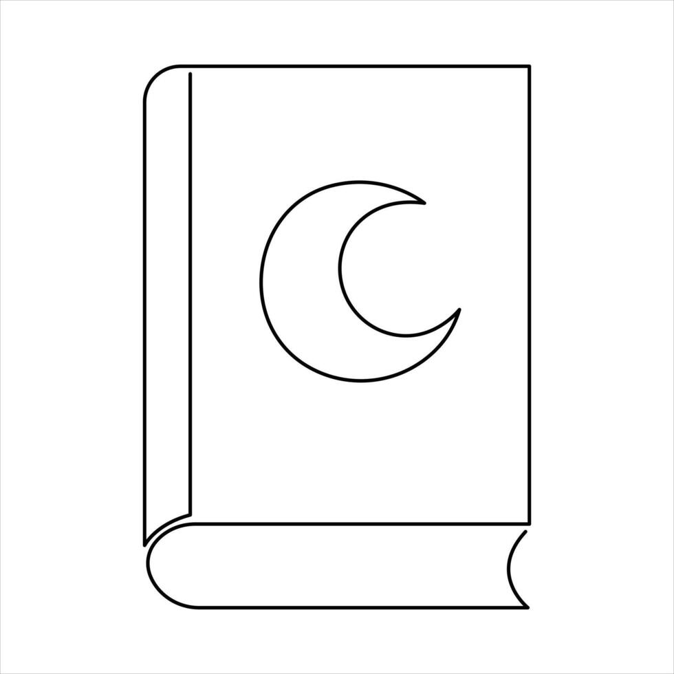 Continuous one line art Quran drawing of Quran Ramadan concept outline vector