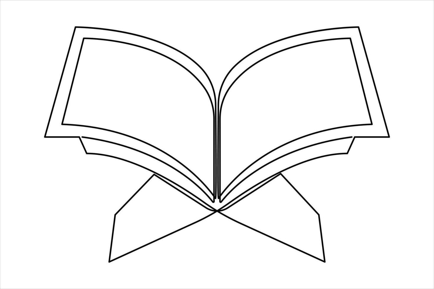 Continuous one line art Quran drawing of open Quran Ramadan concept vector