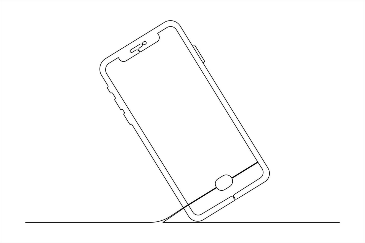 Continuous one line art drawing of Mobile phone modern technology outline concept vector