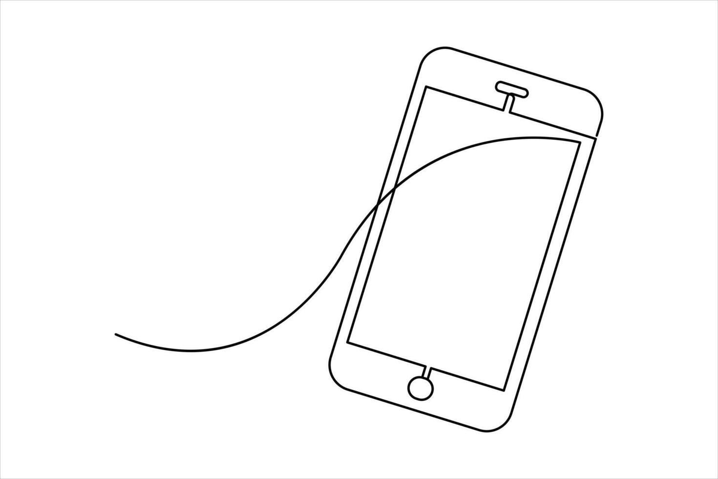 Continuous one line art drawing of Mobile phone modern technology design outline illustration vector