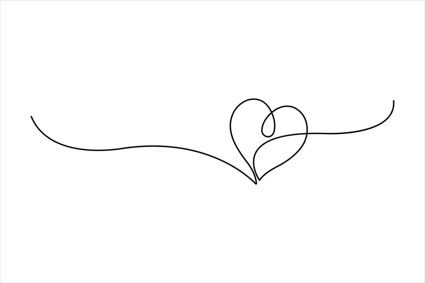 Continuous one line art drawing heart valentine's day love hand drawn illustration vector