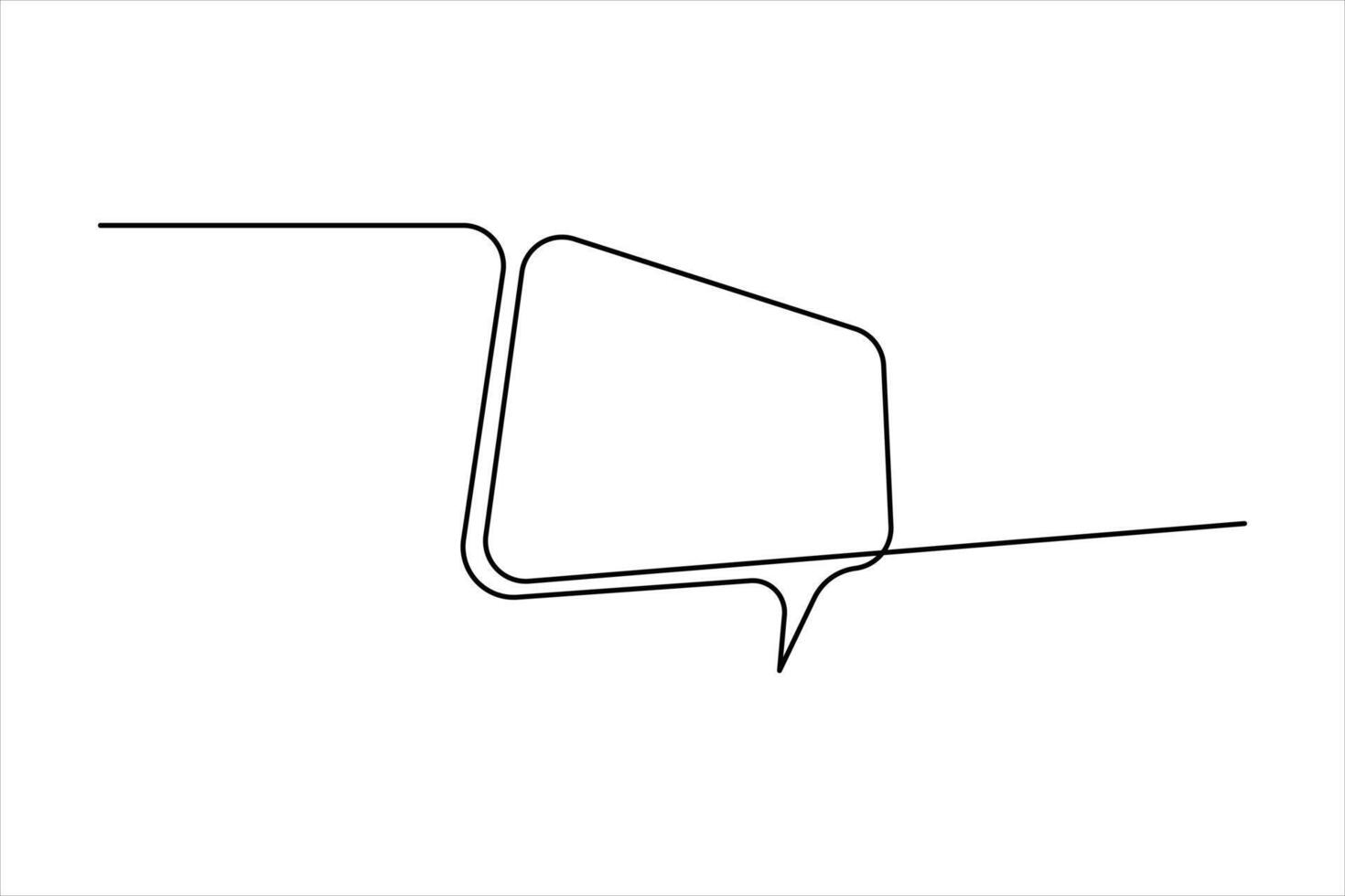 Continuous single line art drawing of speech bubble square shaped chat cloud and thought dialogue illustration vector