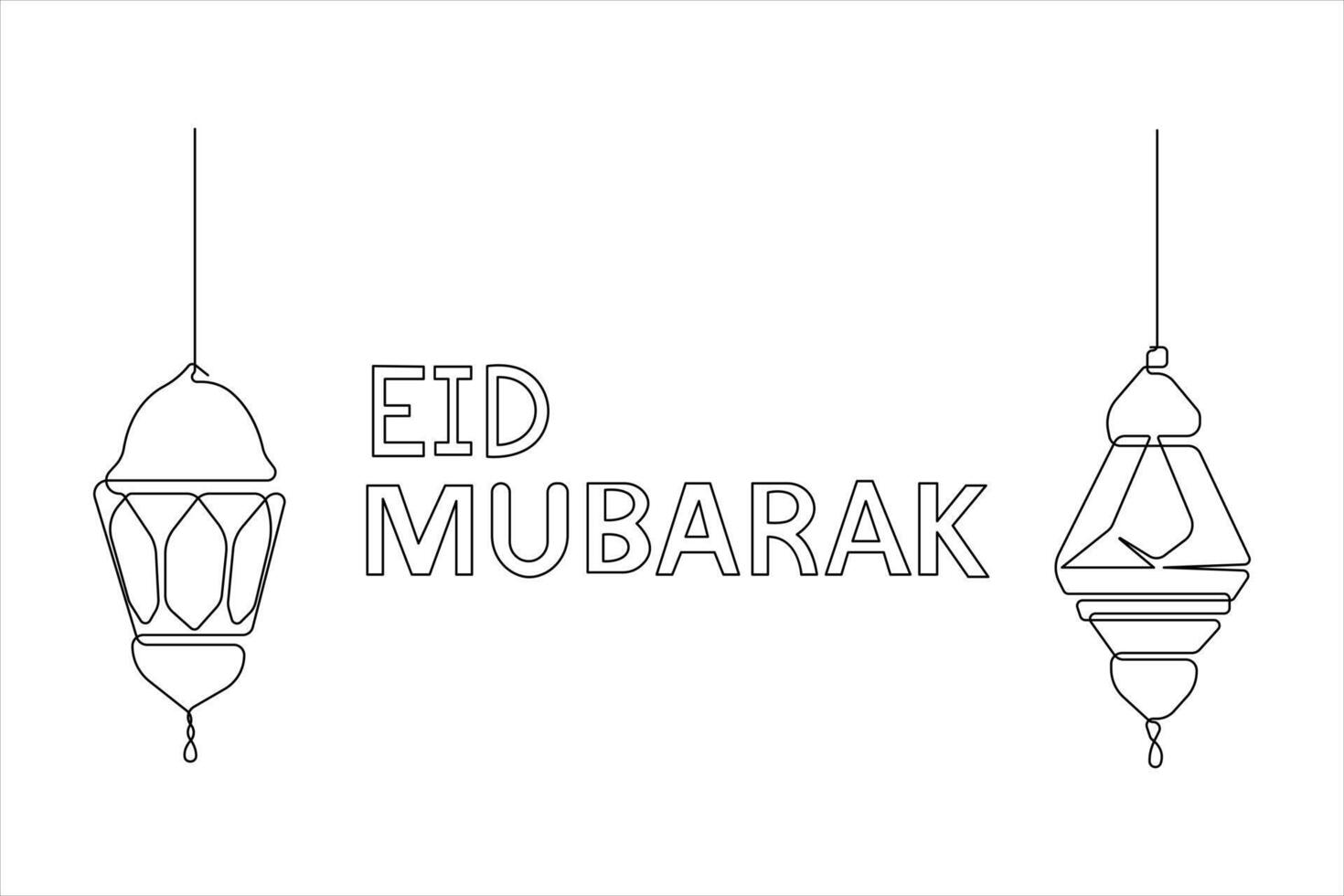 Islamic decoration design Ramadan Kareem continuous single line art drawing and Eid Mubarak illustration vector