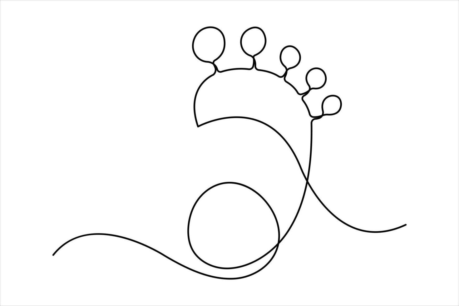 Continuous one line art drawing of human footprint design outline concept vector
