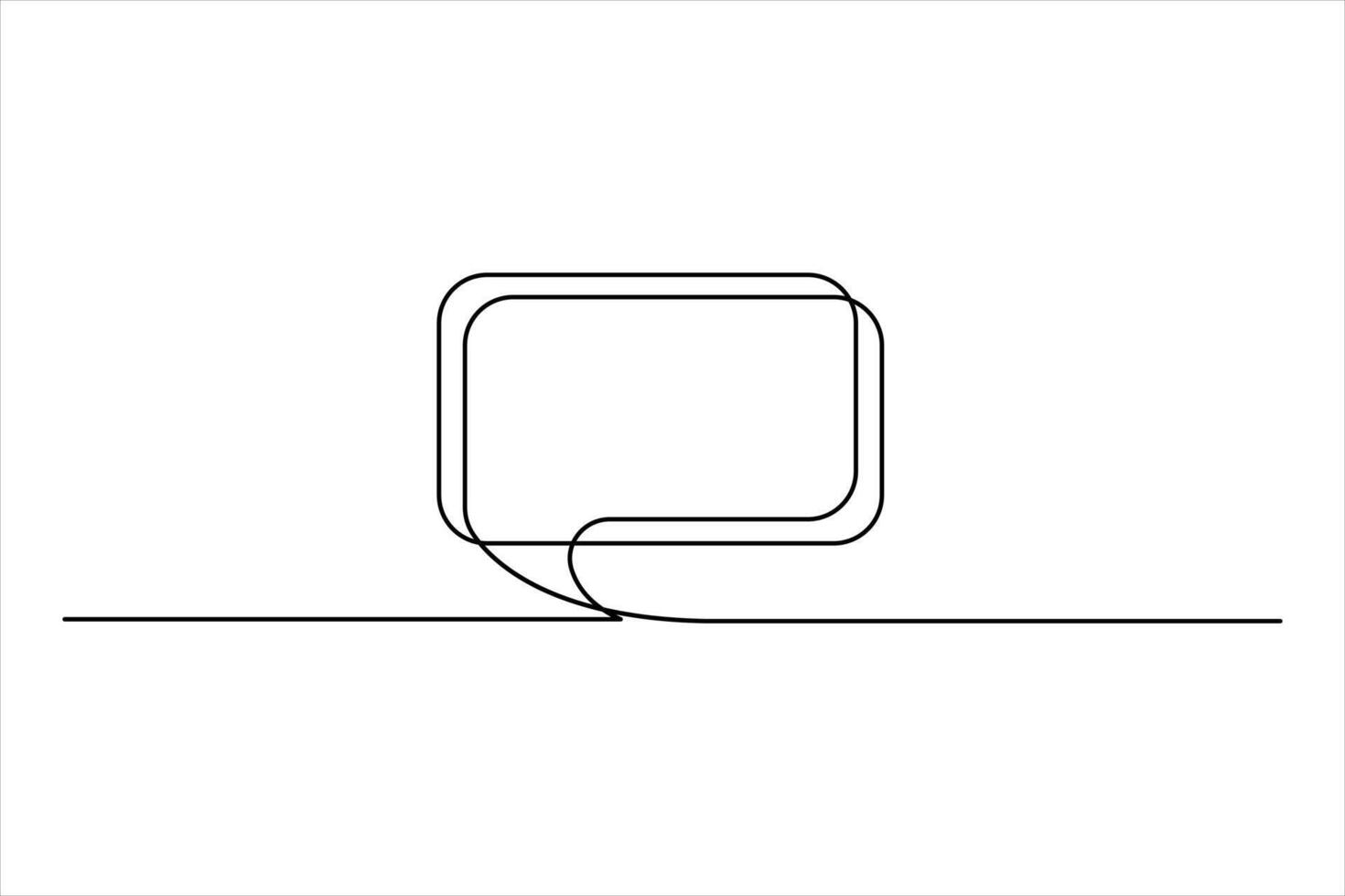 One continuous line art drawing of speech bubble set square shaped chat cloud and thought dialogue design vector