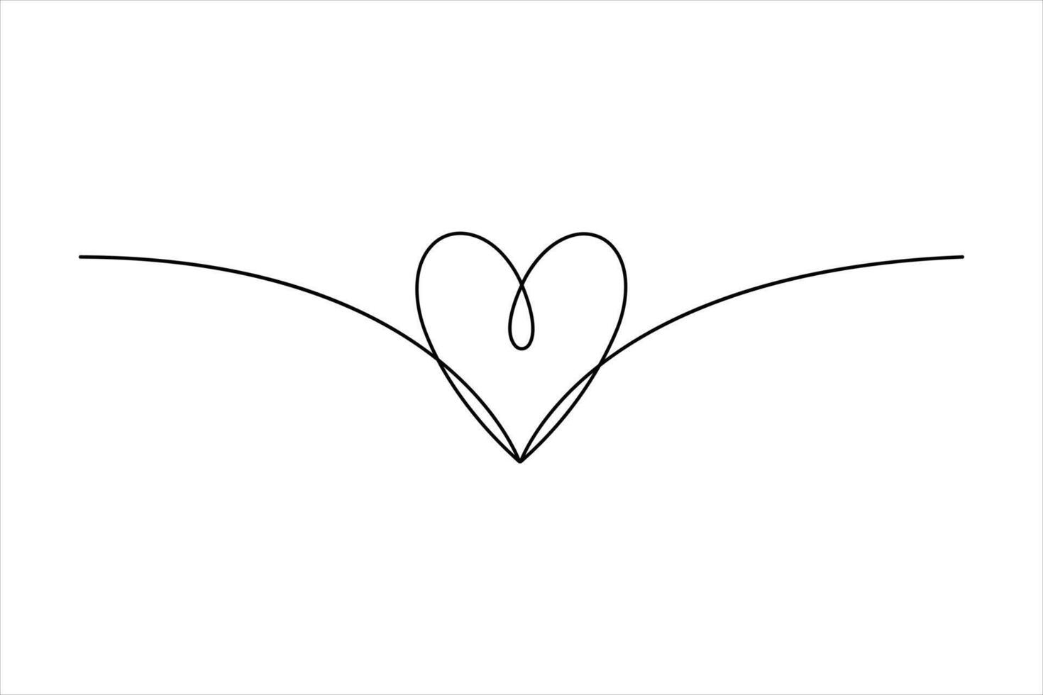 Continuous single line art drawing of love hand drawn outline design heart valentine's day vector