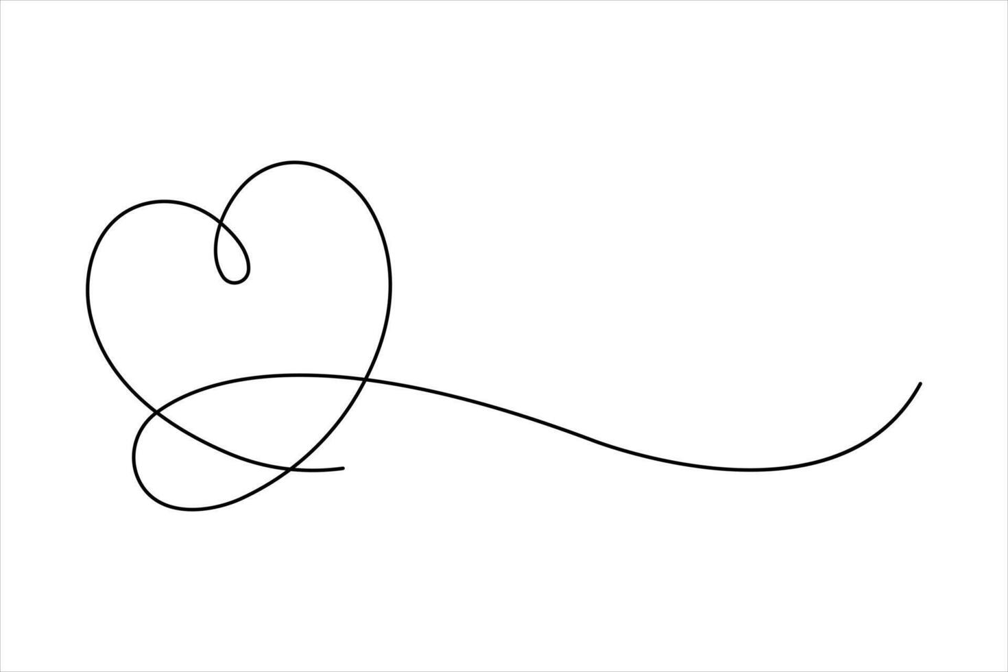 Continuous one line drawing of love hand drawn outline design heart valentine's day vector