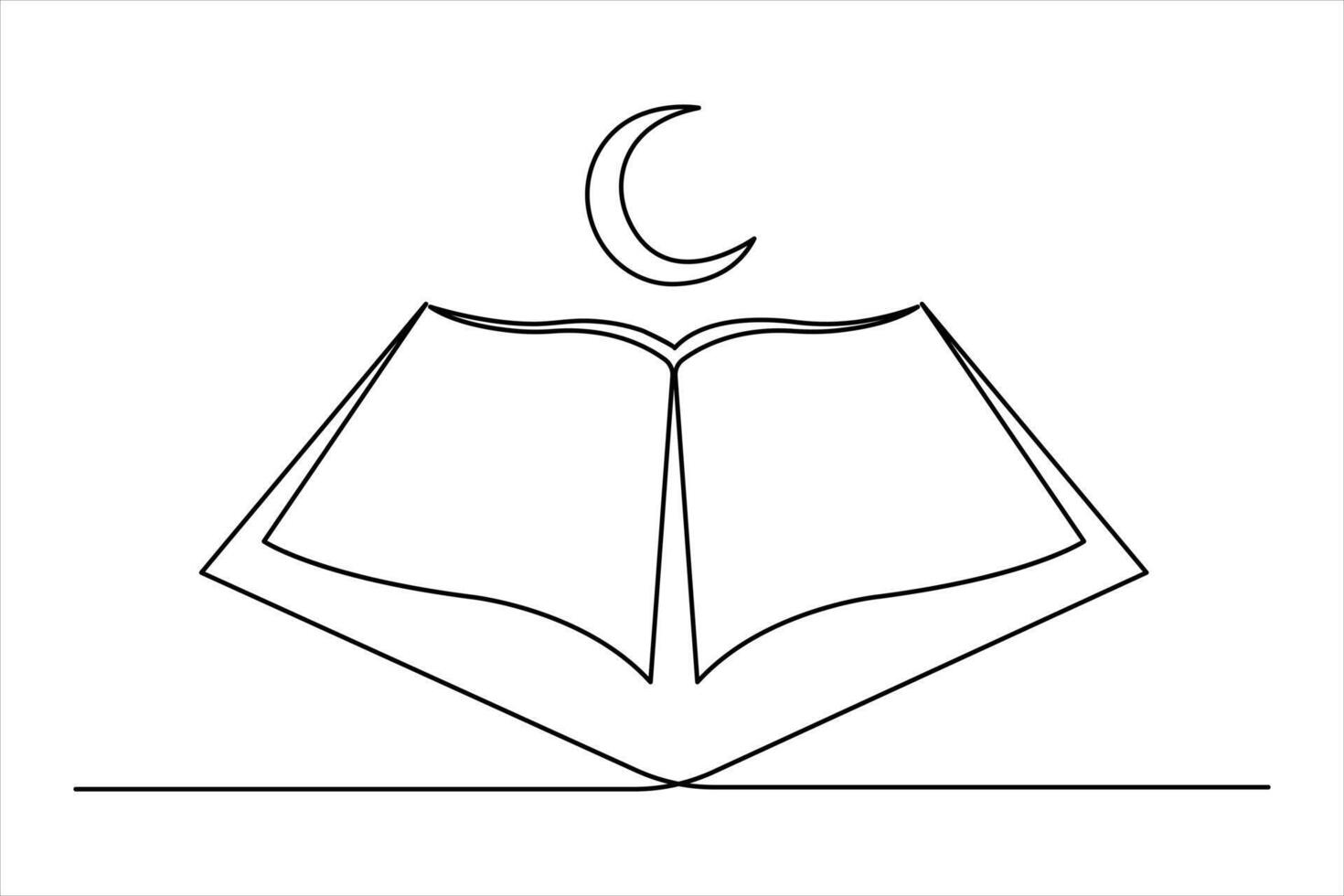 Continuous single line art Quran drawing of open Quran Ramadan concept outline illustration vector
