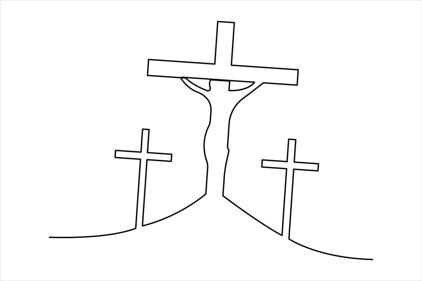 Good Friday continuous one line art drawing of outline design vector
