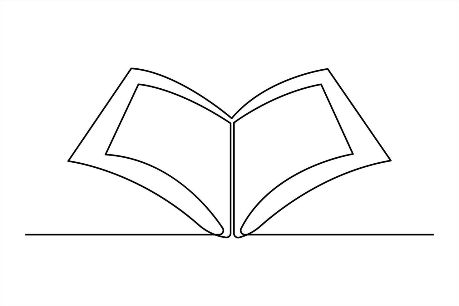 Continuous one line art drawing of open Quran Ramadan concept outline design vector