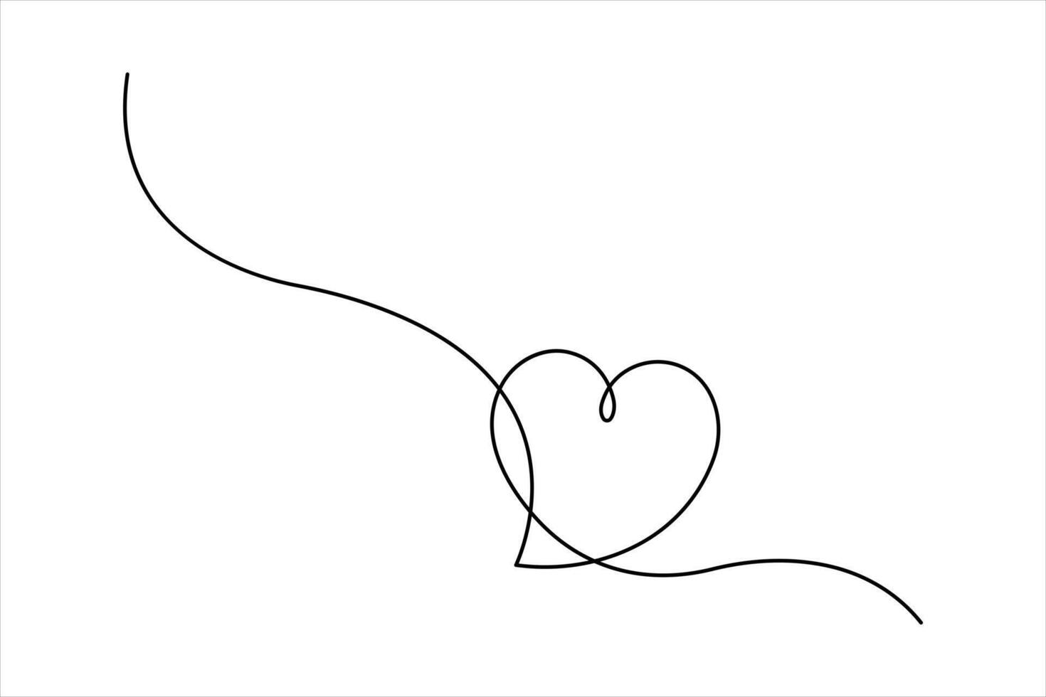 Continuous one line drawing of love hand drawn outline illustration heart valentine's day vector