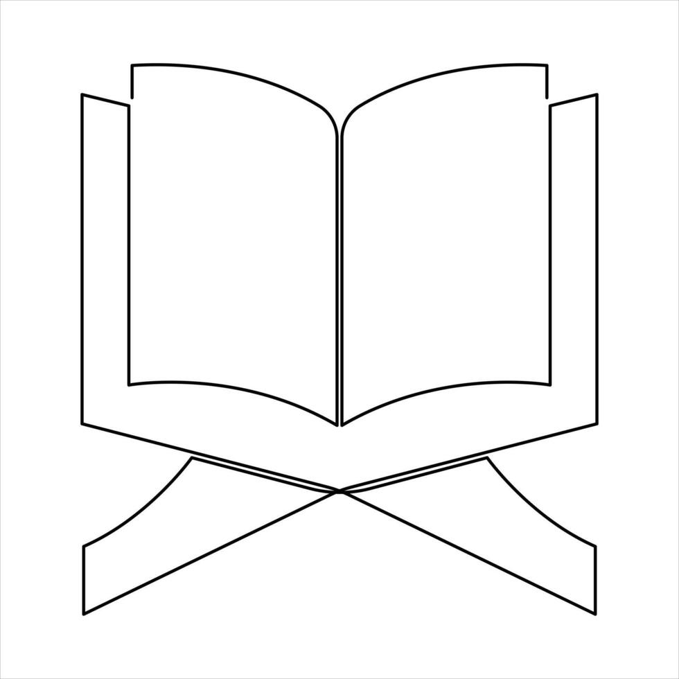 Continuous single line art drawing of open Quran Ramadan concept art illustration vector