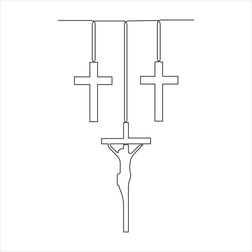 Good Friday continuous single line art drawing of outline art illustration vector