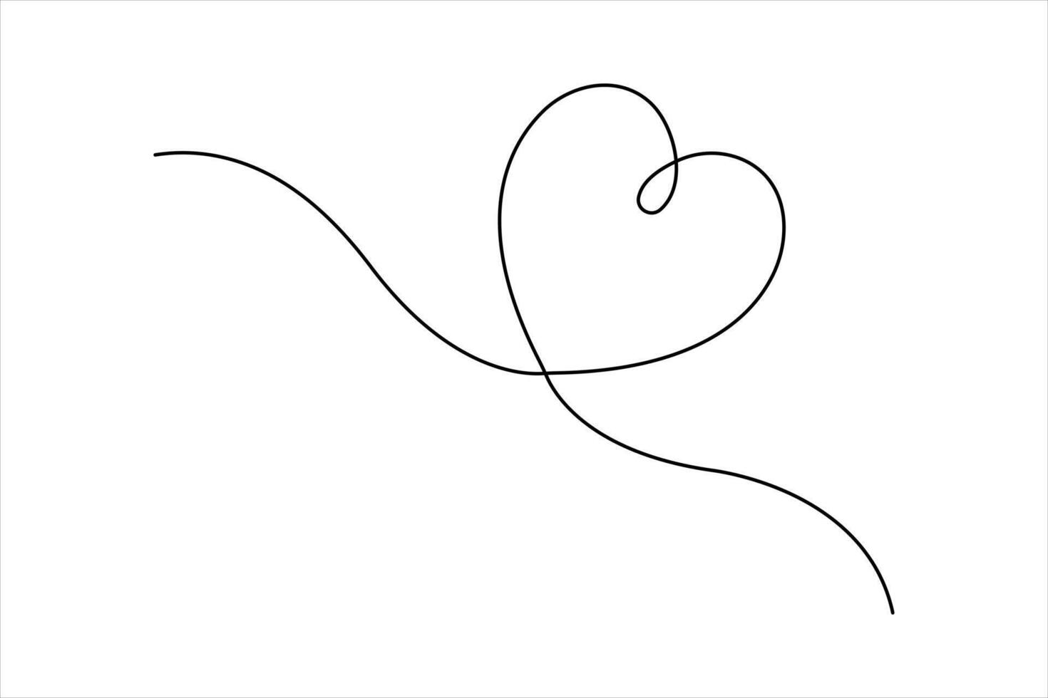 Continuous one line art drawing heart shape illustration of minimalist outline art love concept vector