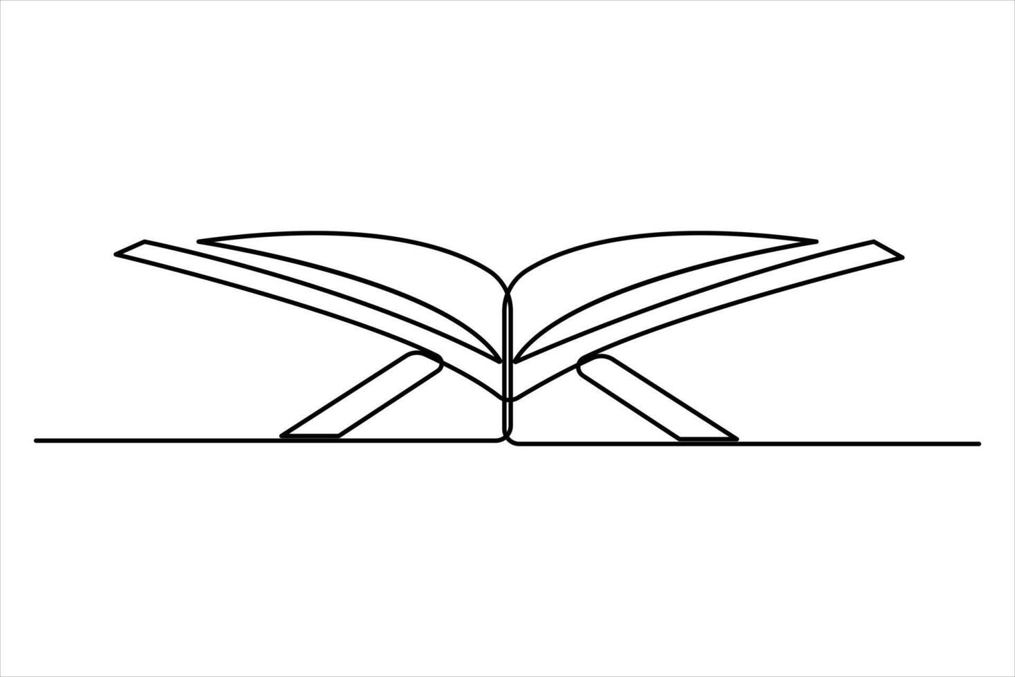 Continuous one line art Quran drawing of open Quran Ramadan concept outline vector