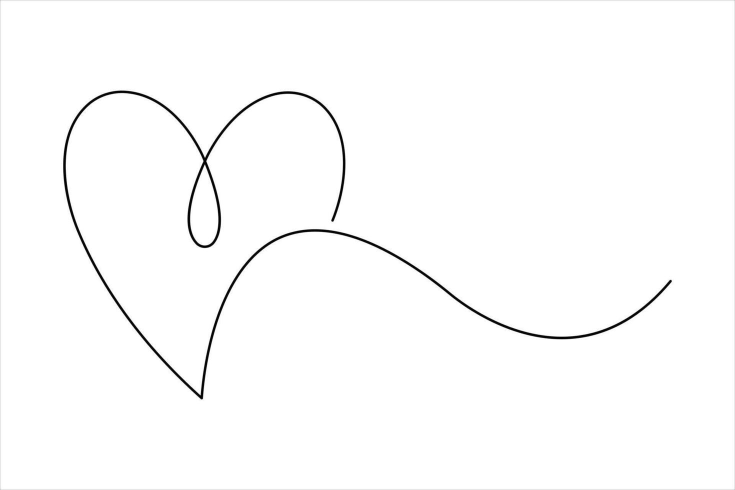 Continuous one line drawing of heart valentine's day love isolated outline design vector