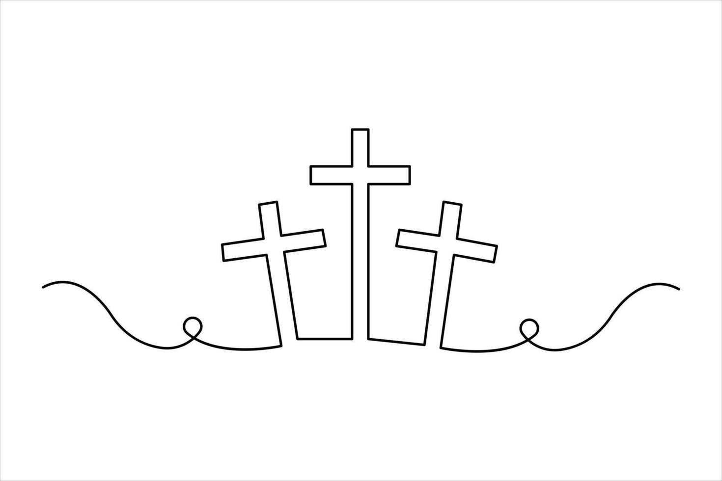 Good Friday continuous single line art drawing of outline design vector