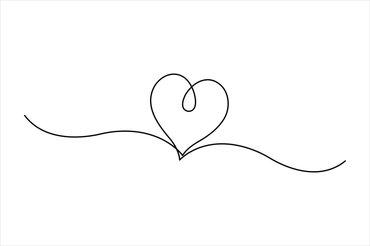 Continuous one line art drawing of heart valentine's day love isolated outline illustration design vector