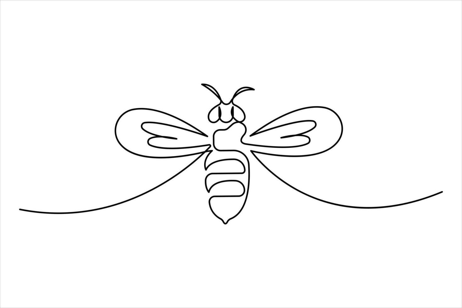 Continuous single line art drawing of honey bee art concept illustration for honey bee simple line art vector