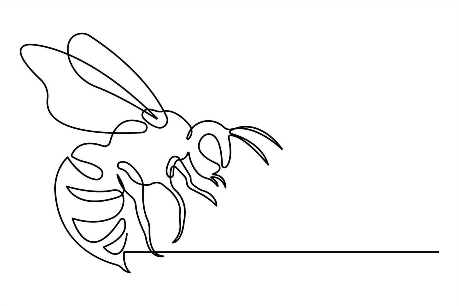 Honey bee continuous single line art drawing of vector