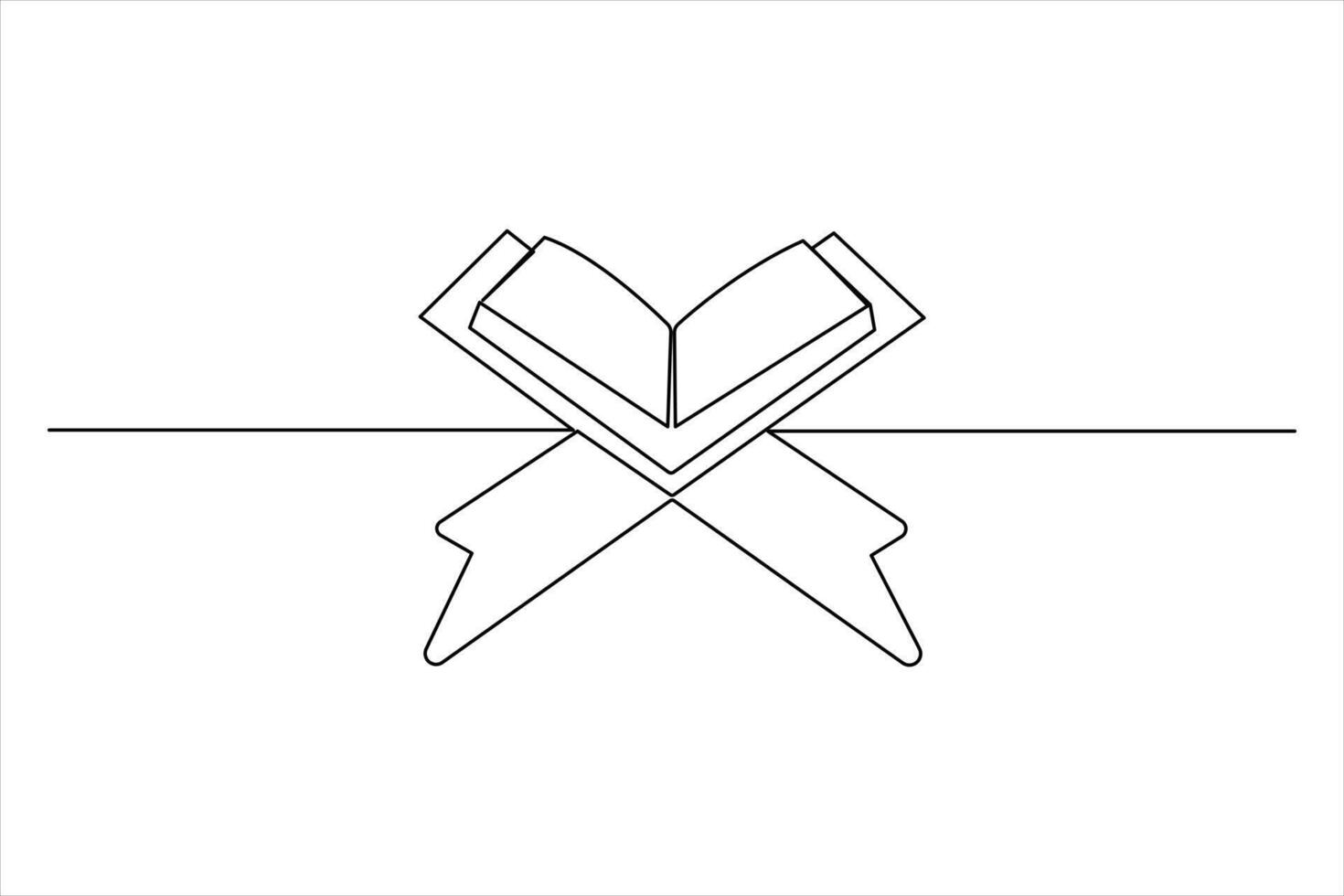 Continuous one line art drawing of open Quran Ramadan concept art illustration vector