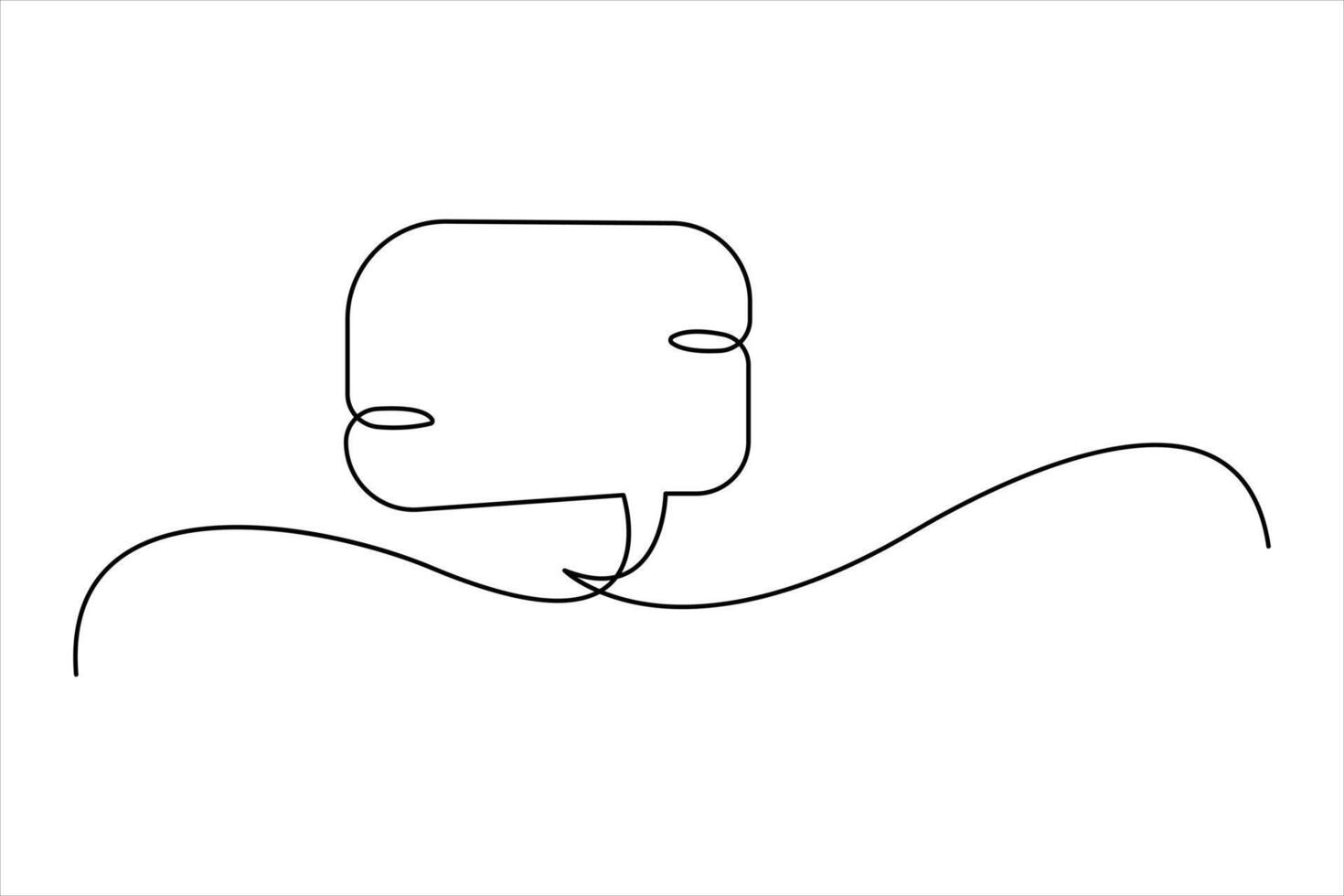 One continuous line drawing of speech bubble set square shaped chat cloud and thought dialogue vector