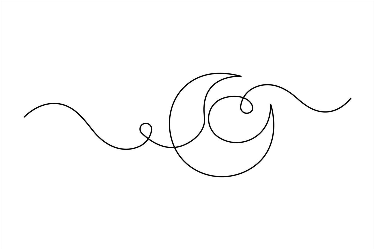 Moon continuous one line art drawing of Ramadan Kareem and Eid in outline illustration vector