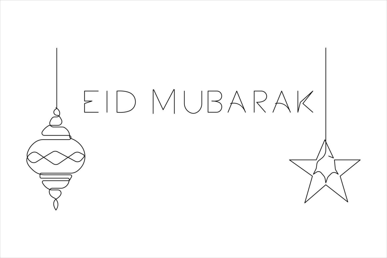 Islamic decoration design Ramadan Kareem continuous single line art drawing and Eid Mubarak vector