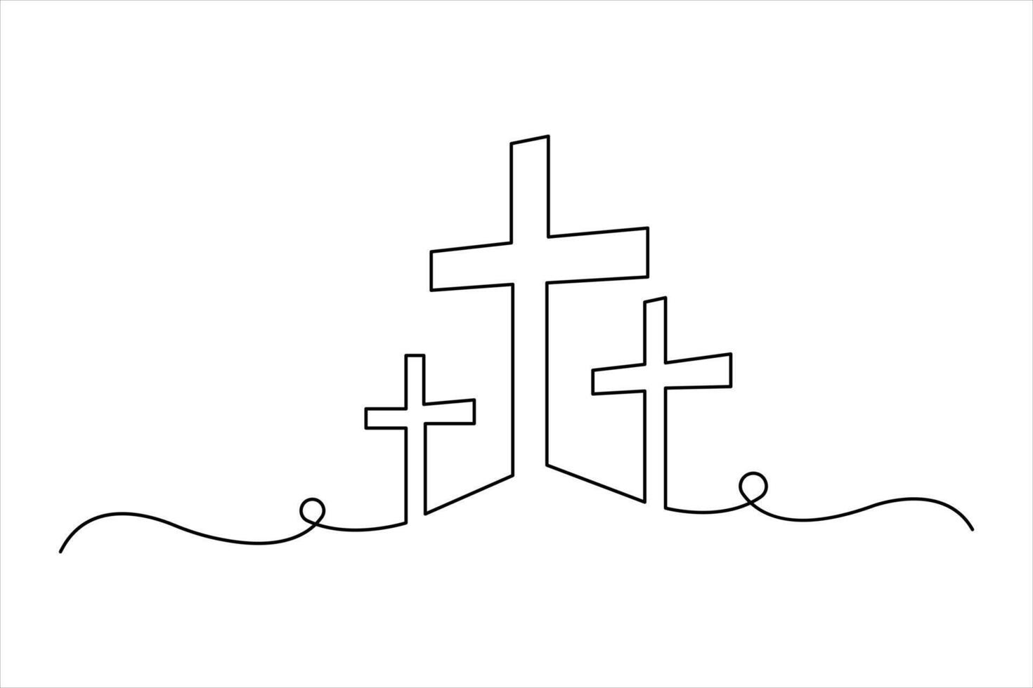 Good Friday continuous one line art drawing of outline art illustration vector