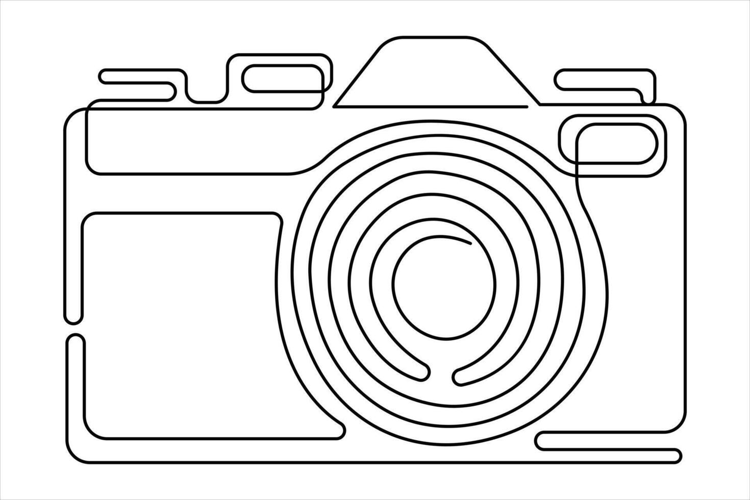 Camera one continuous line art drawing of design illustration vector