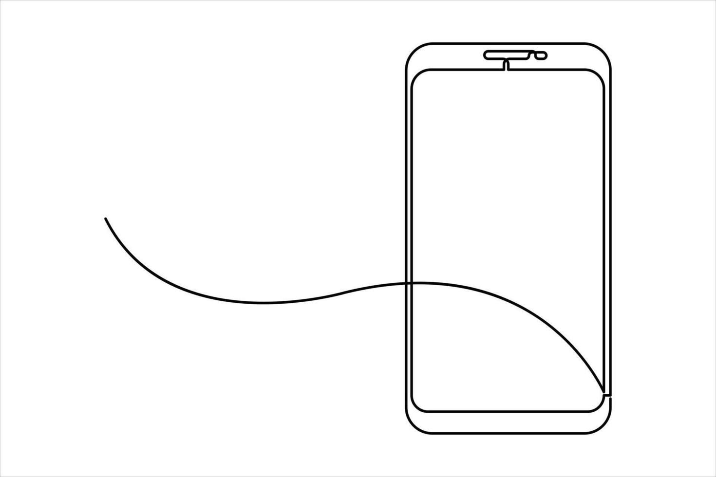 Continuous single line art drawing of Mobile phone modern technology design illustration vector