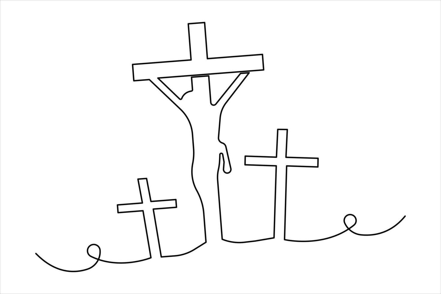 Good Friday continuous one line art drawing of outline illustration vector